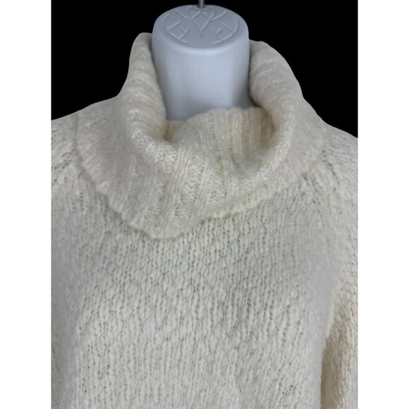 J Crew Womens Ivory Wool Alpaca Blend Chunky Knit Cowl Neck Sweater Size L - Picture 3 of 11